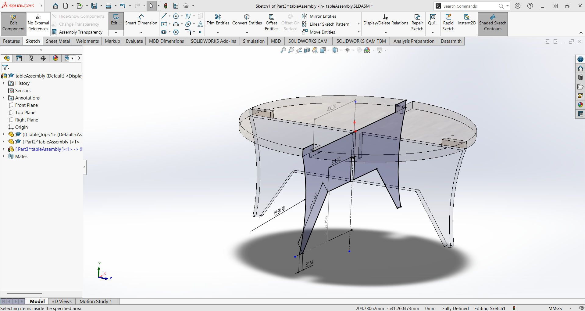 SolidWorks extrude feature - Foot 2
